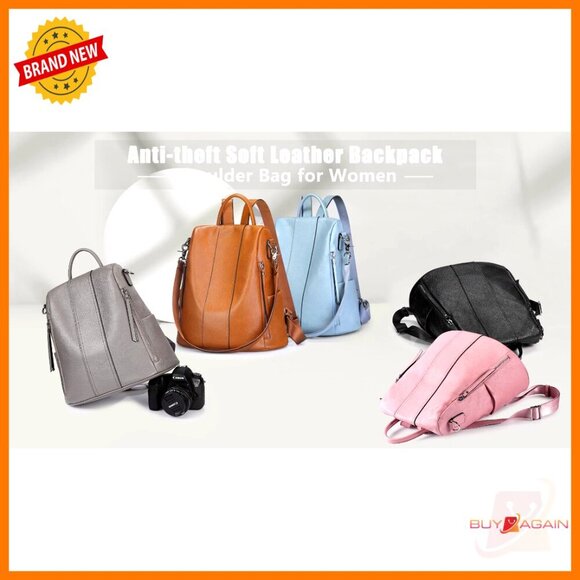 Leather Backpack Purse Anti-Theft Rucksack Medium Women\'s Shoulder Bag main image 3